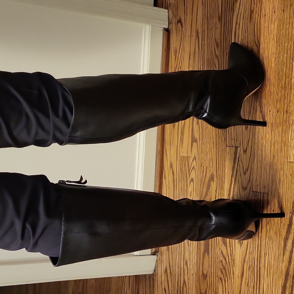 Halston Heritage Amanda Boots Black Leather Stiletto Size 9 - Picture 10 of 10
